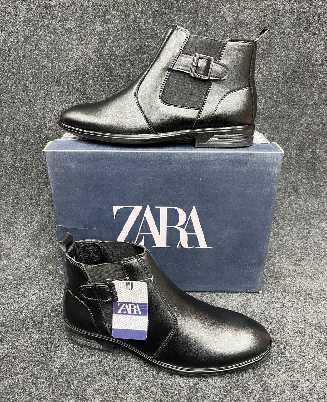 Zara Black Buckle Boots - Unisex Slip-On Ankle Boots