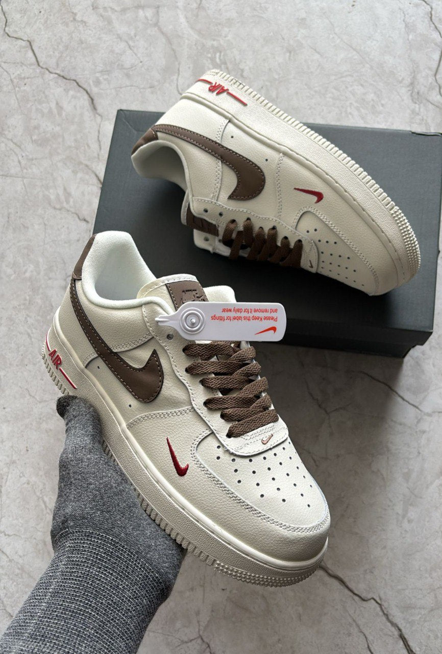 Nike Air Force 1 Low Premium Cream/Brown/Red Sneakers