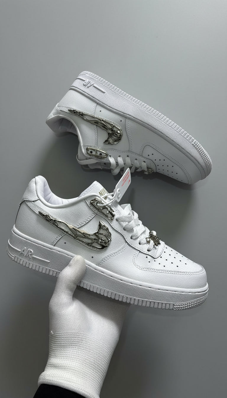 Nike Air Force 1 '07 PRM 2 "Molten Metal" White Metallic Silver