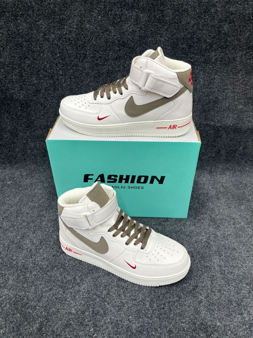 Nike Aoliu Air High-Top Sneakers - White and Brown