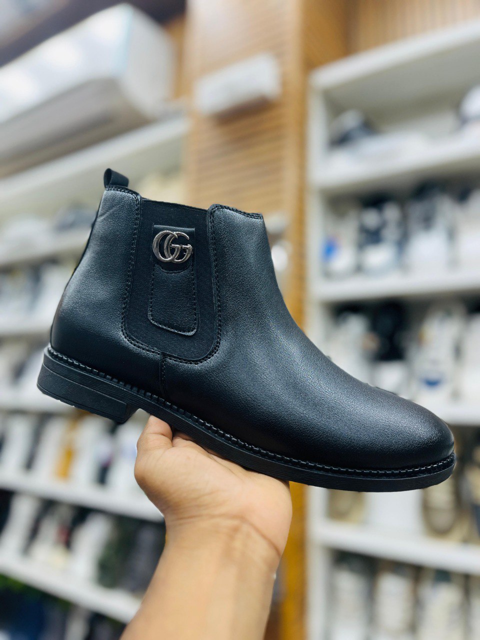 Men's Premium Leather Chelsea Boots with Silver G Hardware