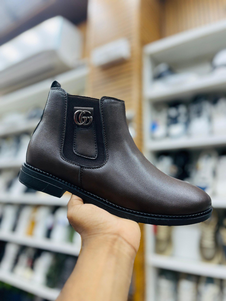 Men's Premium Leather Chelsea Boots with Silver G Hardware