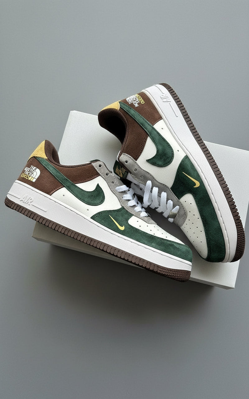 Nike Air Force 1 Low "Gucci North Face" Inspired Green Brown Sneakers