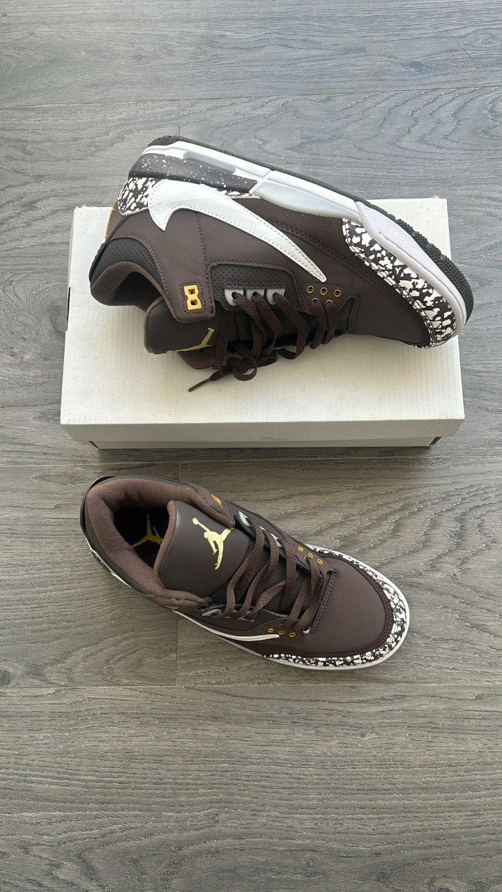 Air Jordan 3 Retro Custom "Mocha Brown" with White Swoosh