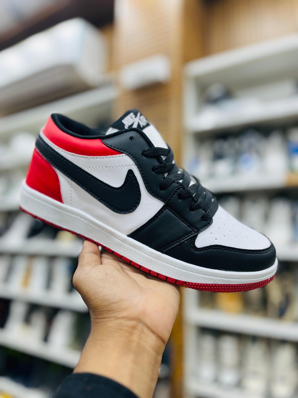 Nike Air Jordan 1 Low "Bred Toe" Sneakers - Classic Black, White & Red