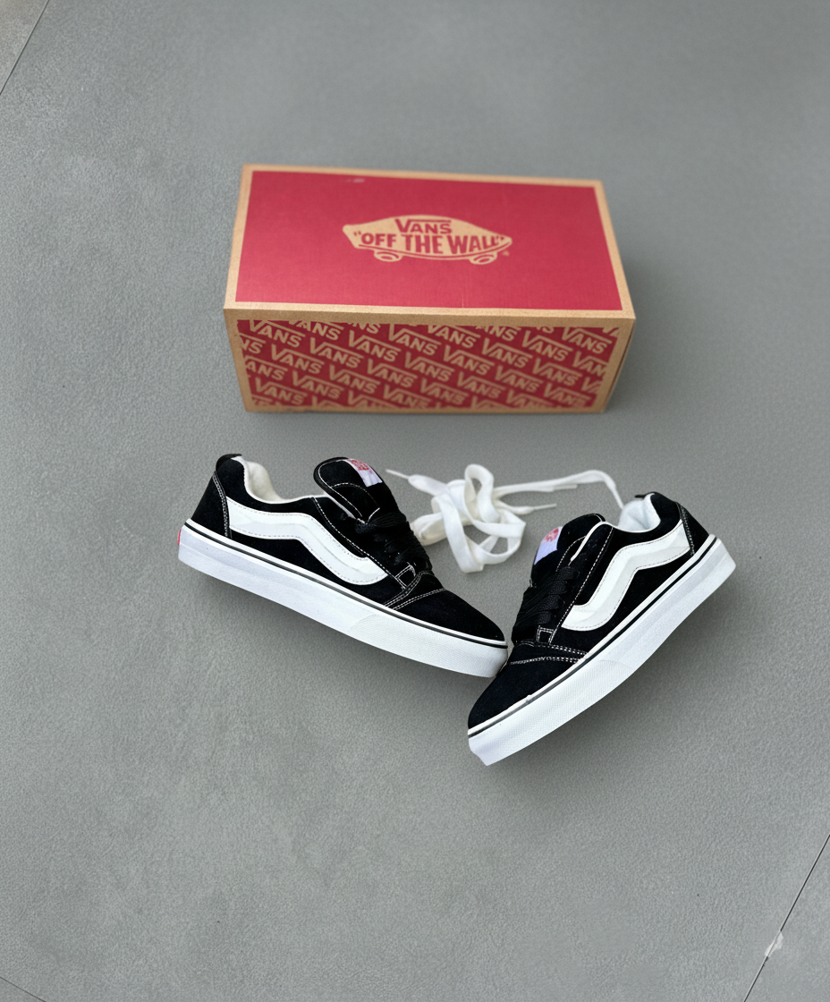 Vans Knu Skool Black & True White Skate Shoes