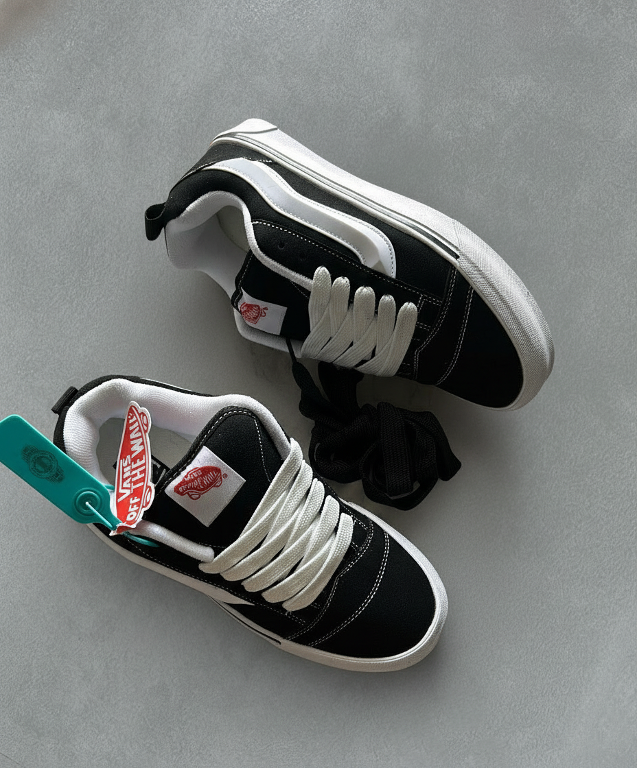 Vans Knu Skool Black & True White Skate Shoes