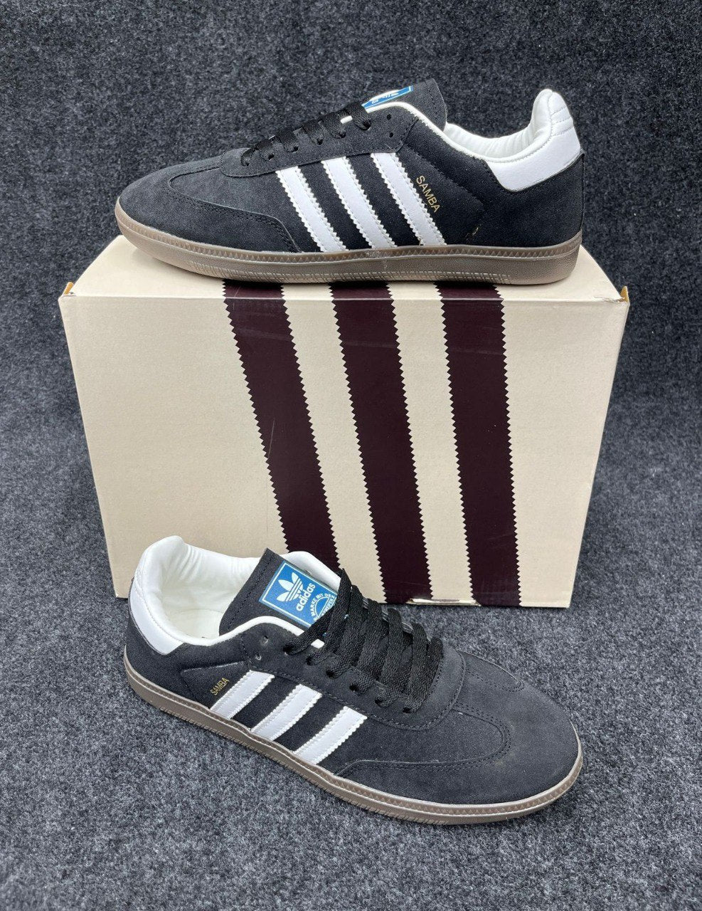 Adidas Samba OG "Core Black" Suede Sneakers with White Stripes